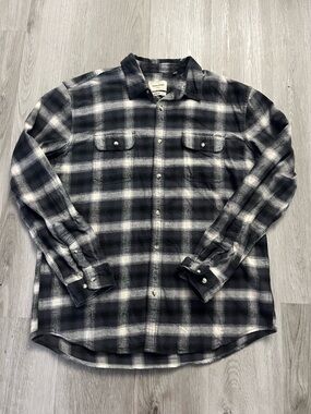 0038–Jack & Jones Black and White Plaid Button-Down Shirt
